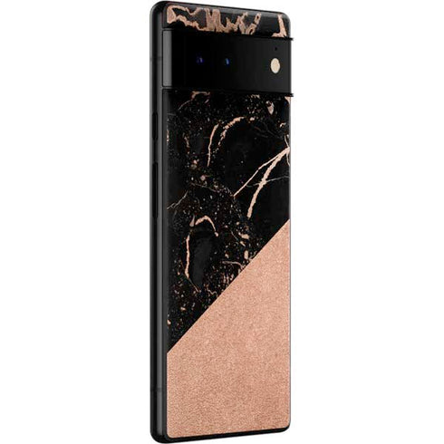 Black and Rose Gold Marble Split Google Pixel 6 Pro Skin